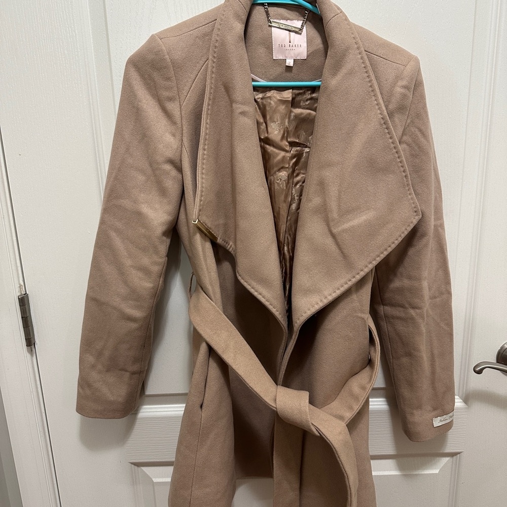 TED BAKER London Short Wool & Cashmere Blend Designer Coat TB Size 2 US Size 6